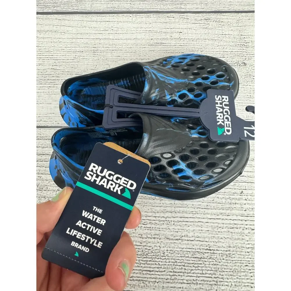 Rugged Shark Boy's Blue & Black Koifish Waterproof Slip On Shoes Size 12